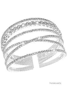 Rhinestone Multilayer Cuff Bracelet Crystal Bridal Bracelet